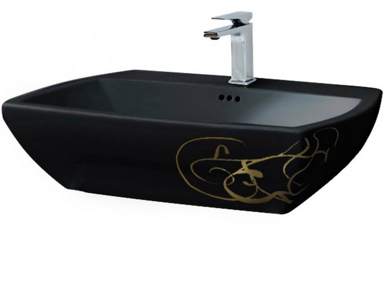 Підвісний умивальник ArtCeram Jazz, gold lettering black (JZL0050306)