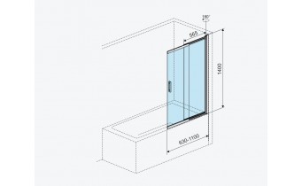 Шторка для ванни EXCELLENT LINER 1100x1400, двосекційна розсувна (KAEX.2920.1100.LP)