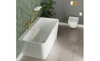 Окремостояча пристінна прямокутна ванна з акрилу Deante Hiacynt 170x80x58 см, білий глянцевий + сифон
