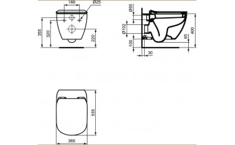 Підвісний унітаз Ideal Standard Teci 365x535x335 мм Aqua Blade (T007901)