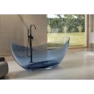 Ванна овальна окремостояча з матеріалу ResiCast Besco Axya Blue Wave 180x80x75 см, + сифон Black Matt, Синя, прозора ванна (WAA-180-BWB)