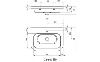 Врізний умивальник Ravak Chrome 650 (XJG01165000)