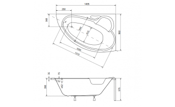 Ванна акрилова Besco Bianka 150x95 R, асиметрична (WAB-150-NP)