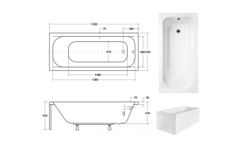 Ванна акрилова Besco Continea 150x70, пряма (WAC-150-PK)