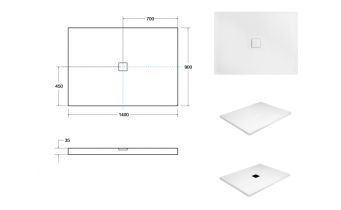 Душовий піддон акриловий, прямокутний Besco Nox Ultraslim BB 140x90 см (BMN140-90-BB)