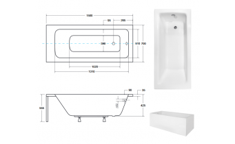 Ванна акрилова Besco Talia 150x70, пряма (WAT-150-PK)