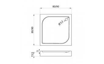 Душовий піддон NEW TRENDY DOMIO 90x90x16 см (B-0348)