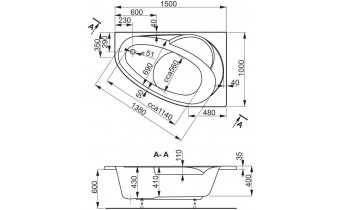 Ванна акрилова Vagnerplast Flora 150x100 см L, Лівостороння (VPBA151FLA3LX-01)