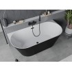 Вільностояча пристінна акрилова слім ванна Oval Slim / Овал Слім 170x80x58 см, біла + чорна глянцева, суцільнолита із заокругленими кутами, накладки злив перелив чорні, бортик 12 мм, + klick - klack