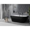 Вільностояча пристінна акрилова слім ванна Oval Slim / Овал Слім 170x80x58 см, біла + чорна глянцева, суцільнолита із заокругленими кутами, накладки злив перелив чорні, бортик 12 мм, + klick - klack