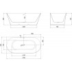 Вільностояча пристінна акрилова слім ванна Oval Slim / Овал Слім 170x80x58 см, біла + чорна глянцева, суцільнолита із заокругленими кутами, накладки злив перелив чорні, бортик 12 мм, + klick - klack