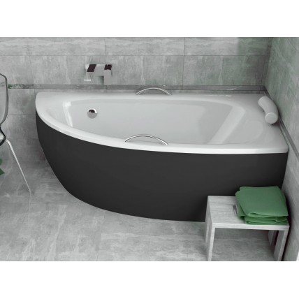 Ванна акрилова Besco Milena 150x70 R, правостороння, асиметрична + чорна панель (WAM-150-NP-BL)