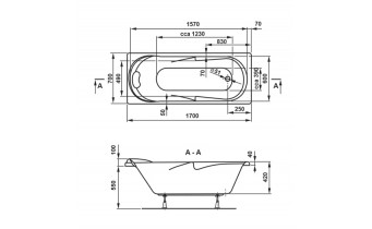 Ванна акрилова Vagnerplast Minerva 170x70 см (VPBA177MIA2X-01)