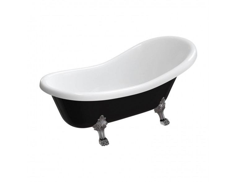 Окремостояча ванна Omnires Atena Comfort M+ 175x82 см, чорно-біла глянцева (ATENA174BCP)