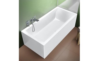Акрилова ванна суцільнолита з панеллю Riho Rethink Cubic Plug & Play 200x90 см L, Лівостороння, пряма з сифоном click / clack (BE01005)