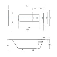 Акрилова ванна Besco Talia Slim 170x75, пряма (WAT-170-SL)