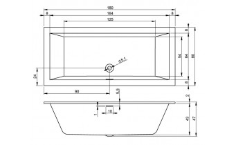 Акрилова ванна Riho Rethink Cubic 180x80 пряма, матова з сифоном click / clack (BR08105)