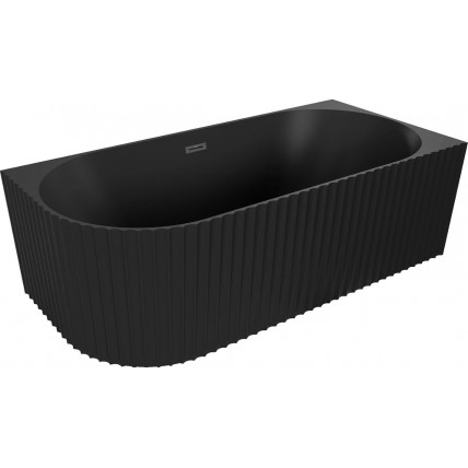 Пристінна кутова акрилова ванна Gia / Гія 170x80x58 см, R (Правостороння) чорна матова, суцільнолита із заокругленим кутом, рифлена ззовні