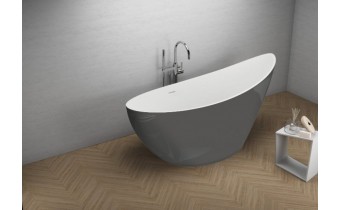 Окремостояча ванна акрилова овальна з акрилу Polimat ZOE 180x80 см, графітова глянцева + ніжки (00409)