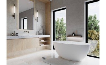 Окремостояча овальна ванна з мармуру Dremex Goya 160x85x62,5 см, Gelcoat, білий матовий