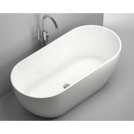 Окремостояча ванна з мармуру Dremex Sense 160x75x57 см, Gelcoat, білий матовий + сифон