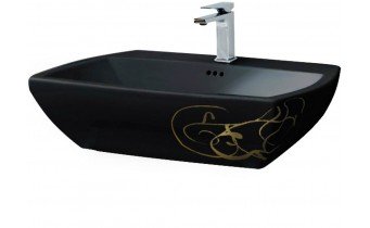 Підвісний умивальник ArtCeram Jazz, gold lettering black (JZL0050306) Підвісний умивальник ArtCeram Jazz, gold lettering black (JZL0050306)