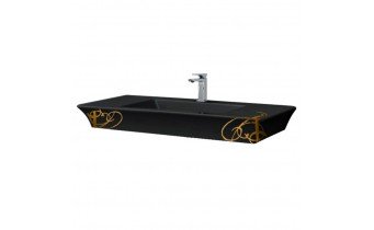 Підвісний умивальник ArtCeram Jazz, gold lettering black (JZL0150306) Підвісний умивальник ArtCeram Jazz, gold lettering black (JZL0150306)