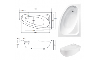 Ванна акрилова Besco Cornea Comfort 150x100 R, асиметрична (WAC-150-NP)