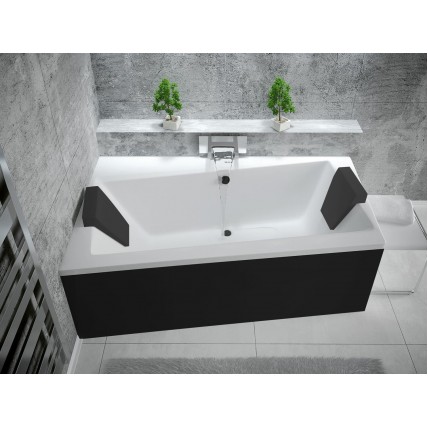 Ванна акрилова Besco Infinity 160x100 L, Лівостороння, асиметрична + чорна панель + два чорних підголівника (WAI-160-NL-BL)