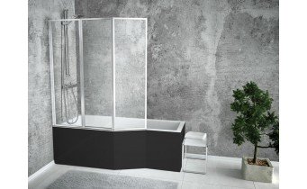 Панель для ванни Besco Integra 150 R/L Black / Чорна, фронтальна + бічна + кріплення до обох панелей, екран для ванни (OAI-150-NSC-)