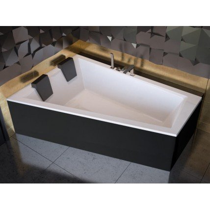 Ванна акрилова для двох осіб Besco Intima Duo 170x125 L, Лівостороння, асиметрична + чорна панель + два чорних підголівника (WAID-170-NL-BL)