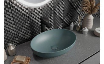 Овальний умивальник на стільницю Mexen Cornelia 50x37 см, світло - зелений матовий Овальний умивальник на стільницю Mexen Cornelia 50x37 см, світло - зелений матовий