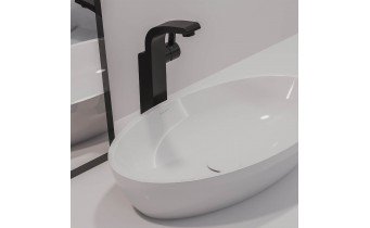 Умивальник на стільницю Omnires Siena M+ 60x35 см, чорно-білий глянцевий (SIENALUNBCP)