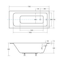 Акрилова ванна Besco Talia Slim 170x75, пряма (WAT-170-SL)