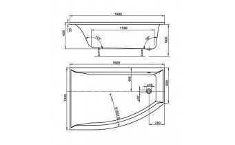 Ванна акрилова Vagnerplast Veronela Offset 160x105 см L, Лівостороння (VPBA160VEA3LX-01)