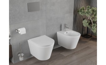 Унітаз безобідковий підвсіний Mexen Rico Rimless з тонким сидінням soft-close, Duroplast Super Slim, білий матовий