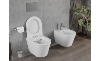 Унітаз безобідковий підвсіний Mexen Rico Rimless з тонким сидінням soft-close, Duroplast Super Slim, білий матовий