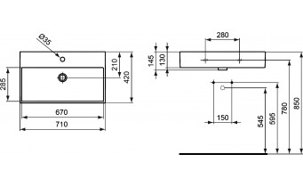 Умивальник на стільницю Ideal Standard Strada 71x42 см (K078201)