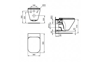 Підвісний унітаз Ideal Standard Tonic 2 360x565x350 мм Aqua Blade + кришка та кріплення (K316701)