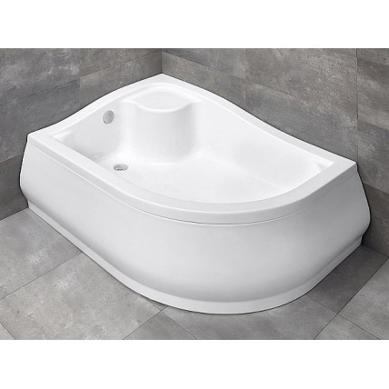 Душовий піддон асиметричний глибокий Radaway Korfu E 100x80x48,5 см, Лівий, з місцем для сидіння, білий (4E81400-03L)