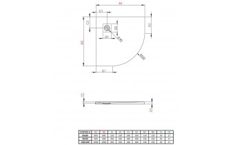 Душовий піддон, камяний Radaway Kyntos A 100x100 см, антрацит (HKA100100-64)