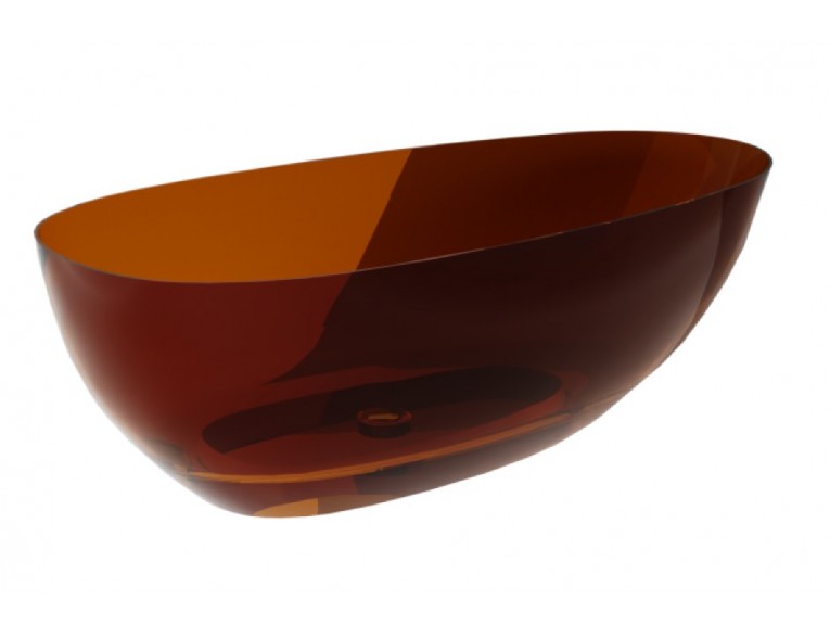 Ванна овальна окремостояча з матеріалу ResiCast Besco Xara Earth Rust 160x75x55 см, + сифон Black Matt, Охра, коричнево-червона, прозора ванна (WAX-160-ERB)