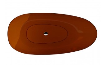 Ванна овальна окремостояча з матеріалу ResiCast Besco Xara Earth Rust 160x75x55 см, + сифон Black Matt, Охра, коричнево-червона, прозора ванна (WAX-160-ERB)