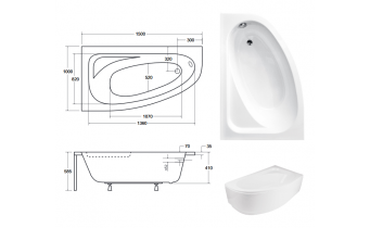Ванна акрилова Besco Cornea Comfort 150x100 L, асиметрична (WAC-150-NL)
