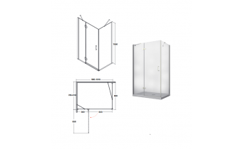 Душова кабіна Besco Viva 100x80x195 L, прозоре скло (VPL-100-195C)