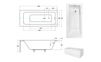 Ванна акрилова Besco Talia 160x75, пряма (WAT-160-PK)