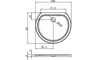 Душовий піддон NEW TRENDY RONDO ULTRA 100x85x6 см (B-0342)
