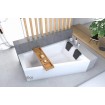 Ванна акрилова для двох осіб Besco Intima Duo / Інтіма Дуо 170x125 R, Правостороння, асиметрична з білою панеллю + два чорних підголівника + посилені ніжки (WAID-170-NP-WH)