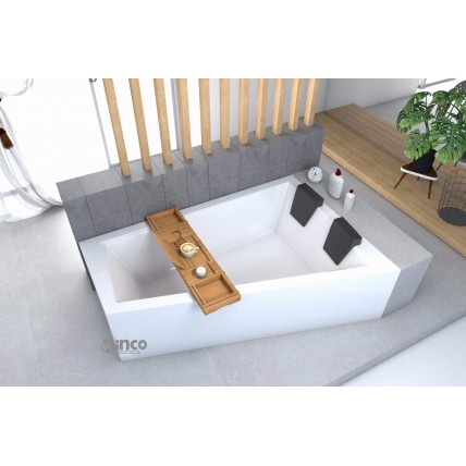 Ванна акрилова для двох осіб Besco Intima Duo / Інтіма Дуо 170x125 R, Правостороння, асиметрична з білою панеллю + два чорних підголівника + посилені ніжки (WAID-170-NP-WH)