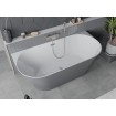 Вільностояча пристінна акрилова слім ванна Oval Slim / Овал Слім 170x80x58 см, біла + сіра глянцева, суцільнолита із заокругленими кутами, накладки злив перелив Нікель, бортик 12 мм, + klick - klack